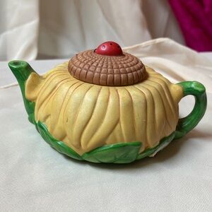 Ceramic Miniature Sunflower Teapot with Ladybug on Lid